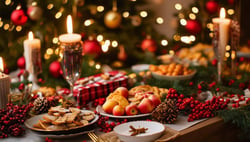 holidays table decorated with food